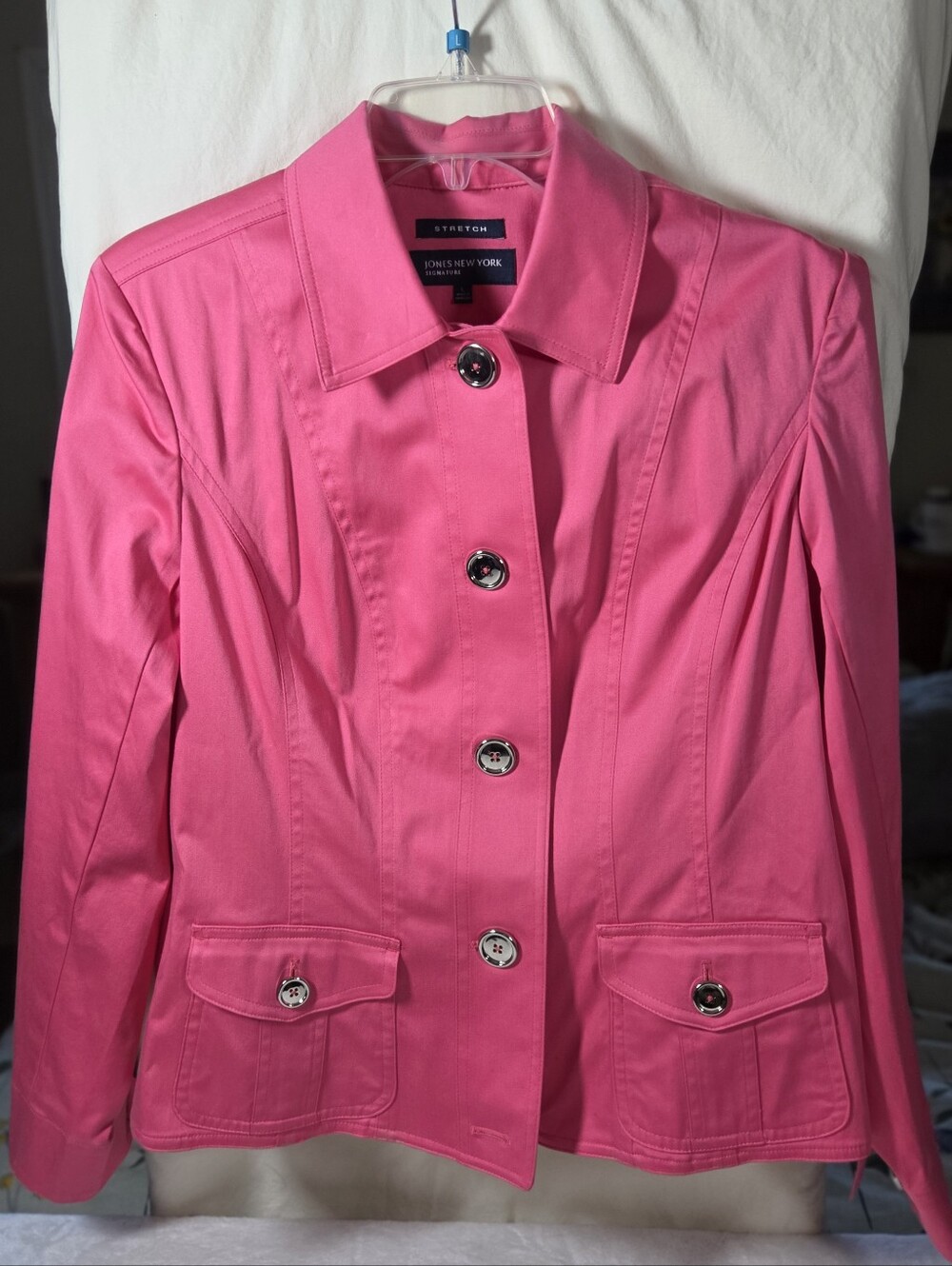 Jones New York Hot Pink Button-Front Blazer